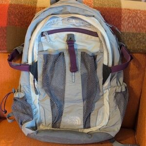 The North Face Gray and Beige Backpack